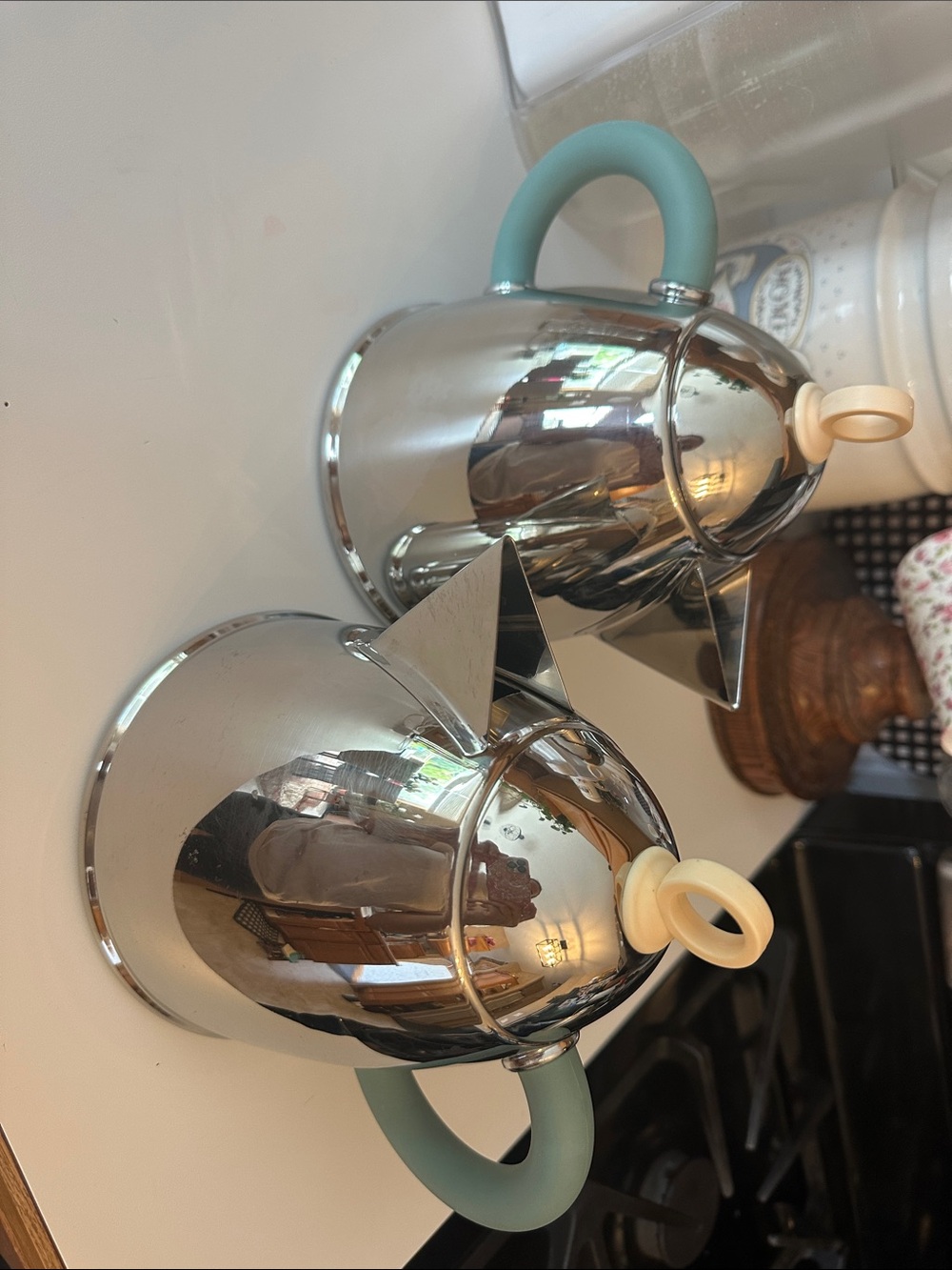 Michael Graves Vintage Postmodern Stainless Steel Tea/Coffee Servers